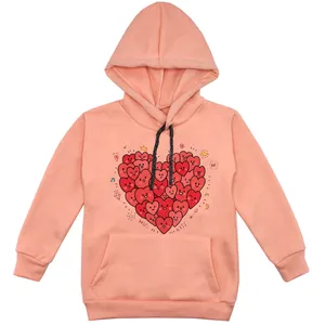 هودی دخترانه مدل قلب F109 رنگ گلبهی