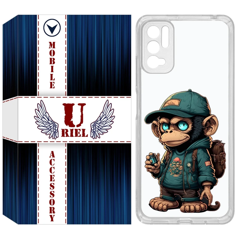 کاور یوریل مدل Clear کد 36 طرح میمون مناسب برای گوشی موبایل شیائومی Redmi Note 10 5G / Note 11SE / Poco M3 Pro