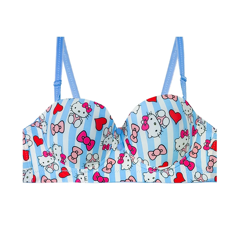 سوتین اسفنجی زنانه مدل نیم جک فنردار طرح کیتی کاپ B کد 00011