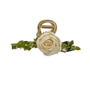 کلیپس مو زنانه مدل فلزی گل رز باز