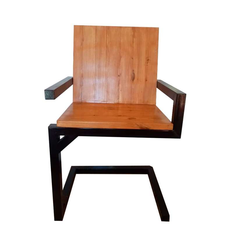 صندلی مدل تک پایه چوب و فلز کد 01