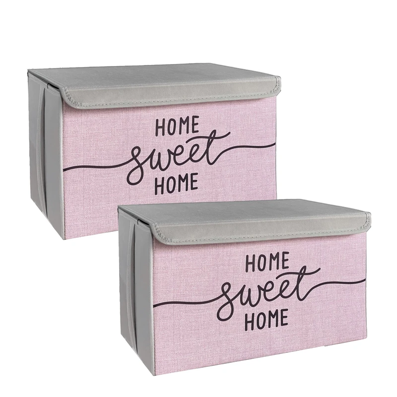 باکس لباس و نظم دهنده طرح لینن مدل HOME SWEET HOME کد S2 بسته 2 عددی