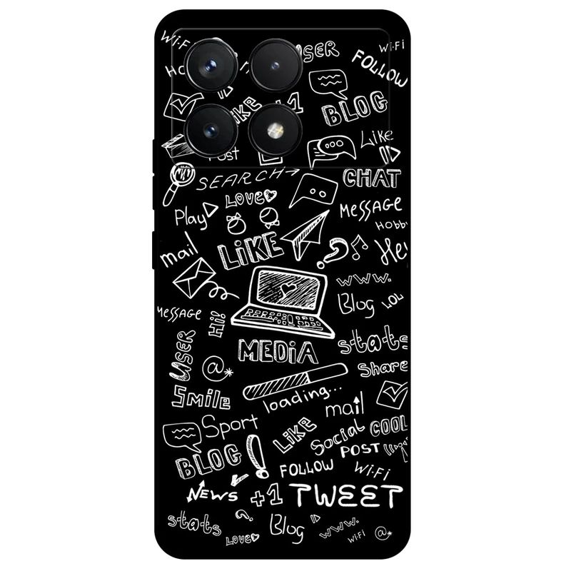 کاور مگافون طرح رسانه های اجتماعی مدل 1898 مناسب برای گوشی موبایل شیائومی Poco F6 Pro  