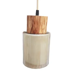 لوستر تزئینی چوبی و شیشه ای مدل روستیک