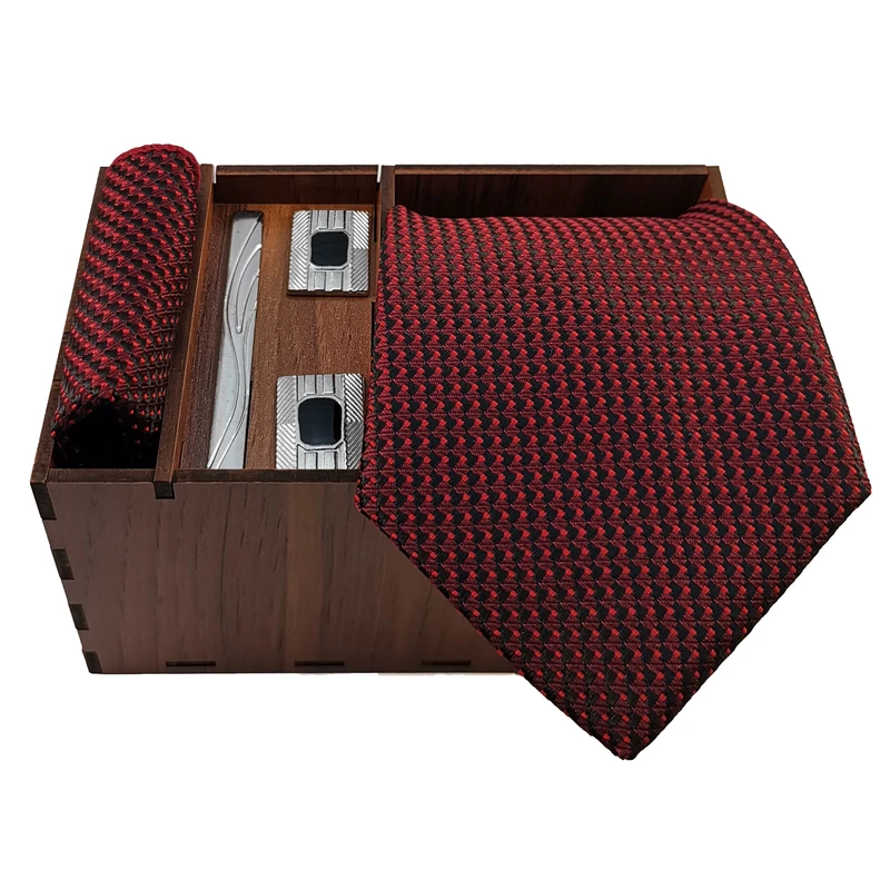 ست کراوات و دستمال جیب و دکمه سردست و گیره کراوات مردانه مدل 705A