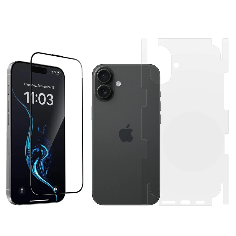 محافظ صفحه نمایش بادیگارد مدل HighGss مناسب برای گوشی موبایل اپل iPhone 16 Plus به همراه محافظ پشت