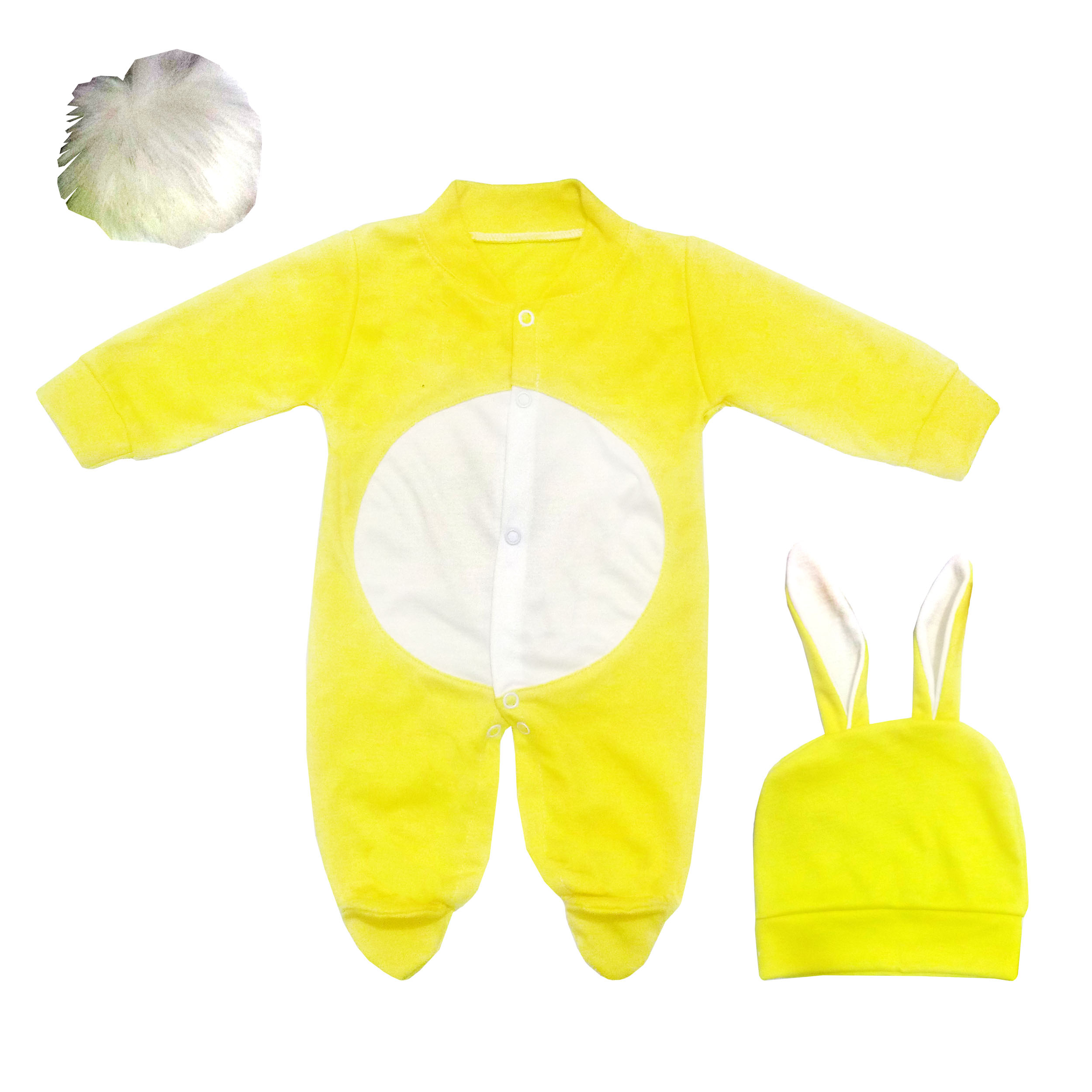 ست سرهمی و کلاه نوزادی مدل خرگوش کد 980052