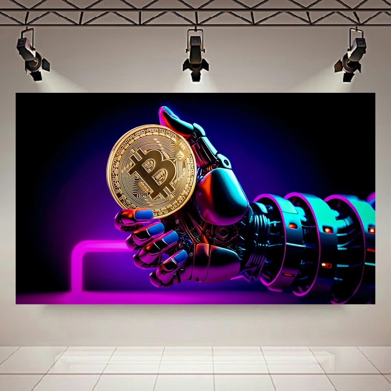 تابلو بوم طرح مخمل بیت کوین مدل هوش مصنوعی کد AR304836