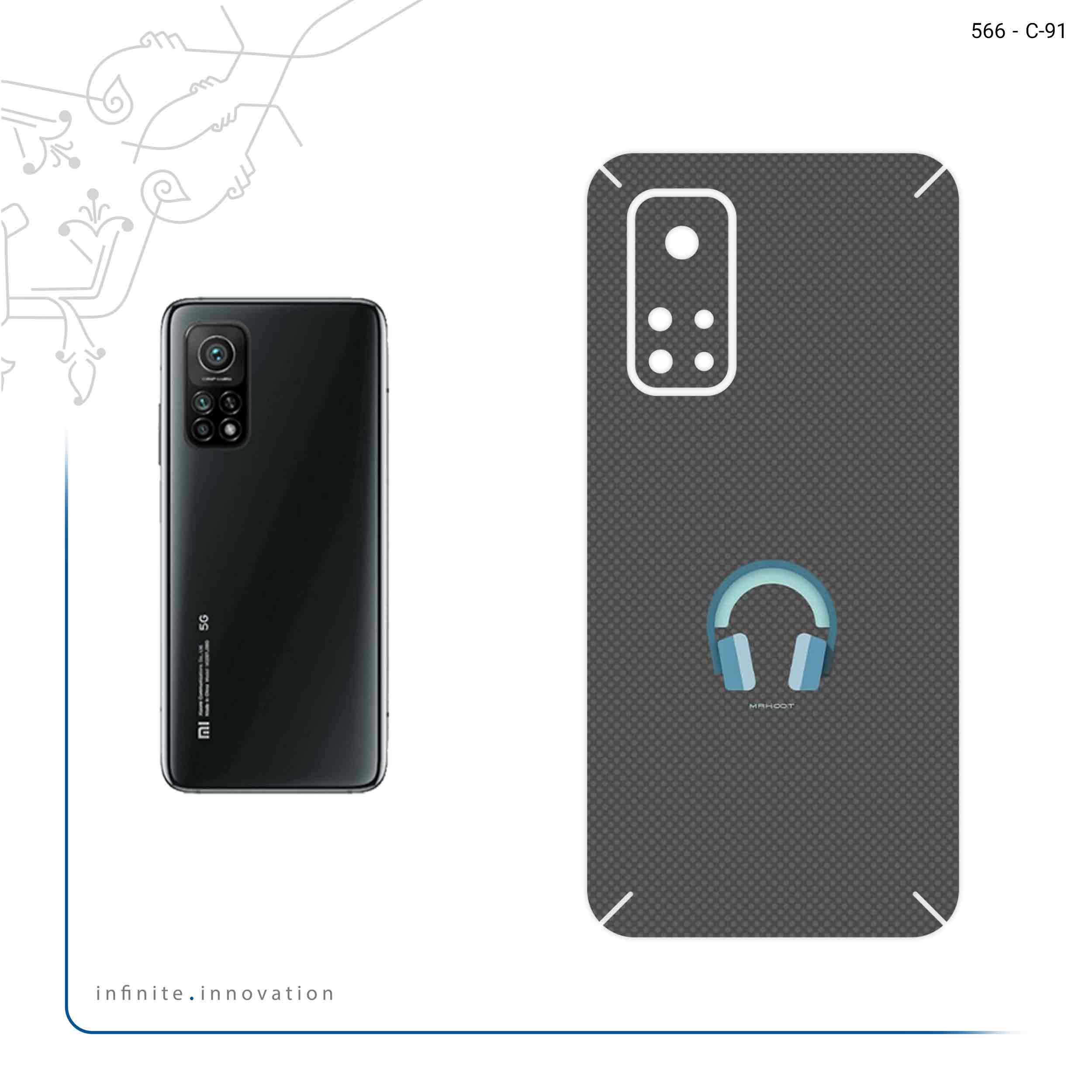 برچسب پوششی ماهوت مدل Minimal Headphone Icon مناسب برای گوشی موبایل شیائومی Mi 10T 5G