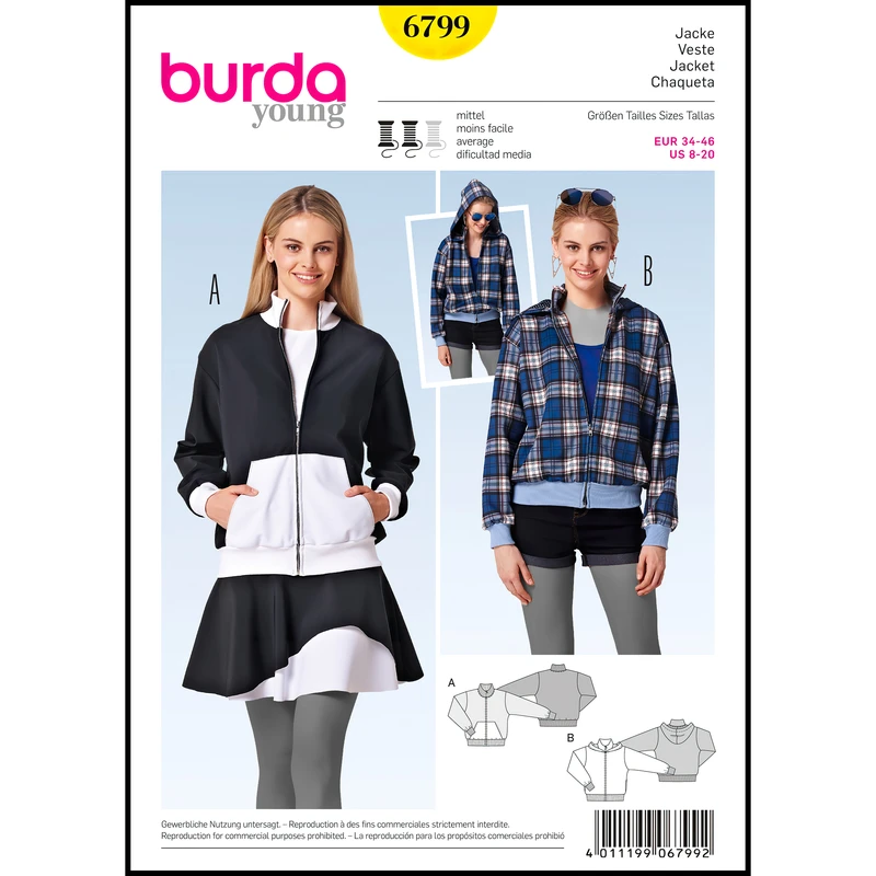 الگو خیاطی سوییشرت زنانه بوردا استایل کد 6799 سایز 34 تا 46 متد مولر