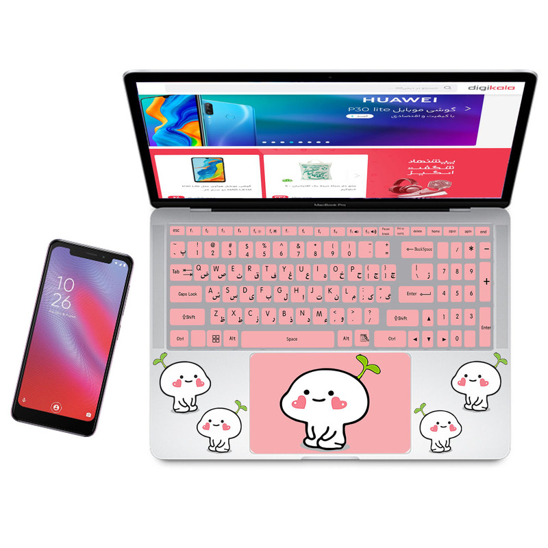 استیکر لپ تاپ راتیانا مدل gogoli مناسب برای لپ تاپ 15 تا 17 اینچ به همراه برچسب حروف فارسی کیبورد
