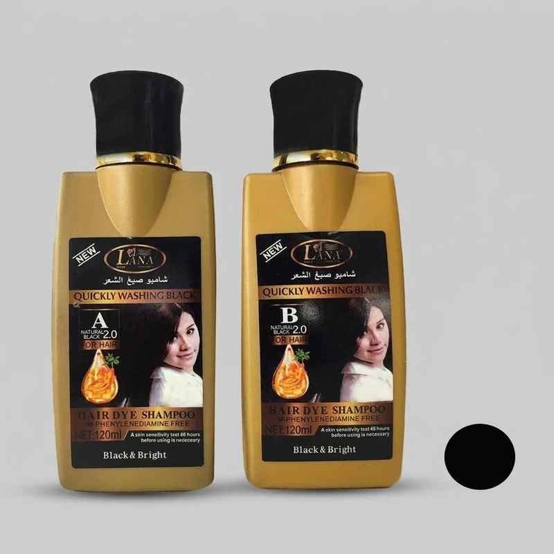 شامپو رنگ مو لانا مدل W_Dye حجم 120 میلی لیتر رنگ مشکی مجموعه 2 عددی