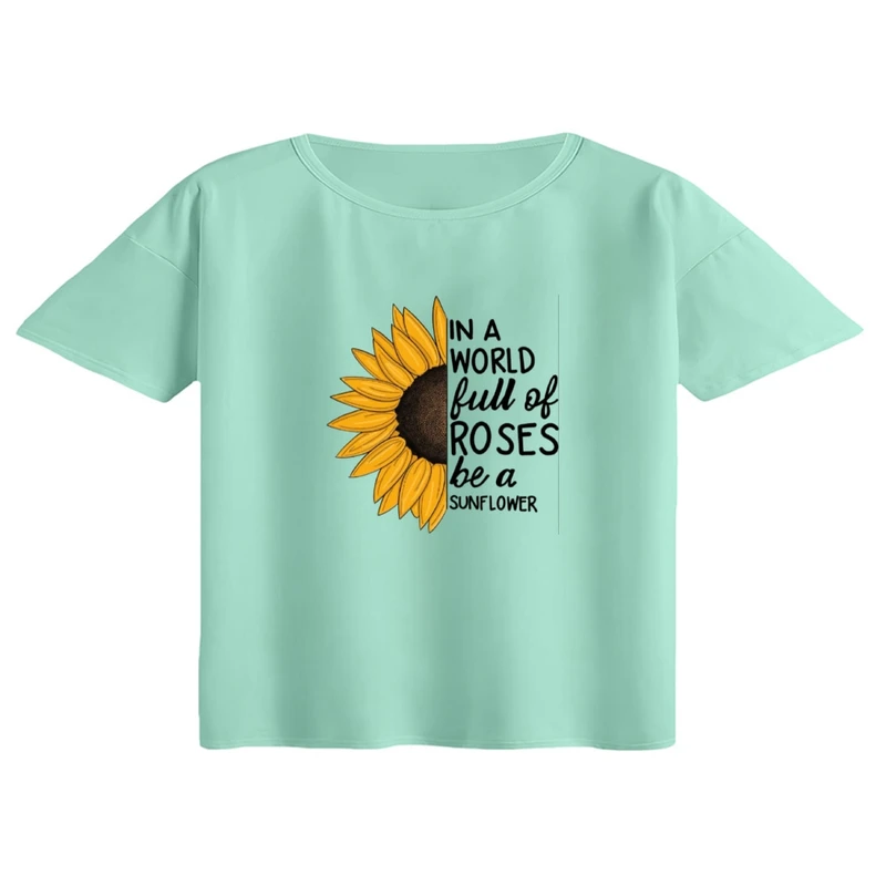 کراپ تی‌شرت آستین کوتاه زنانه مدل آفتابگردون