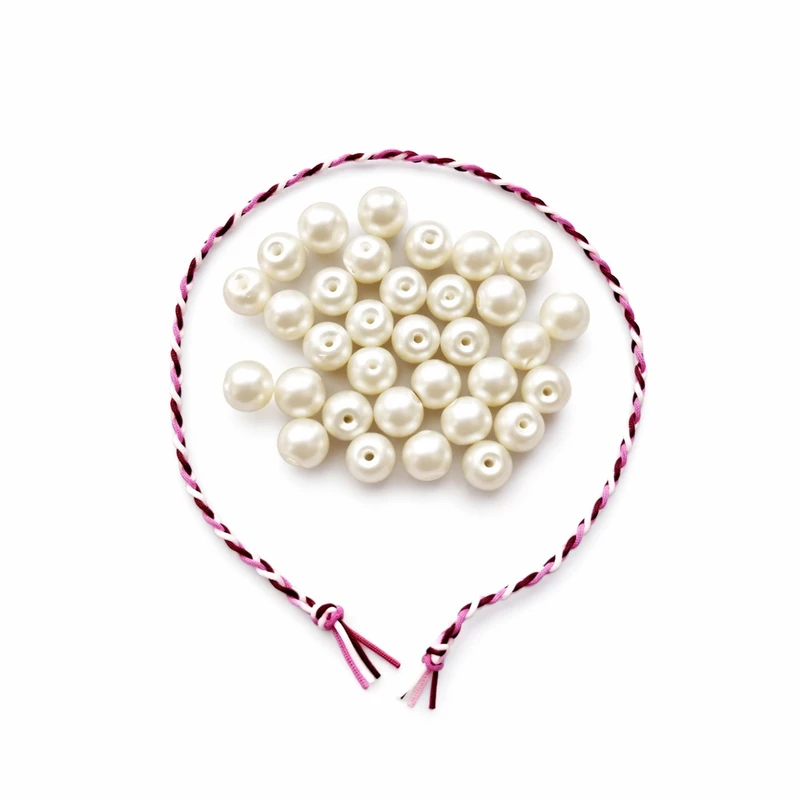 مهره دستبند مدل مروارید سنگی کد MOSASHI30 به همراه نخ دستبند بسته 31 عددی