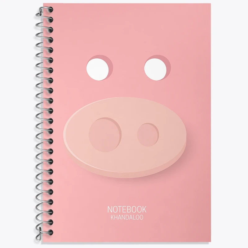 دفتر زبان 50 برگ خندالو مدل دو خط طرح خوک کد N802