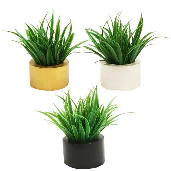 گلدان به همراه گل مصنوعی مدل سنگی کد 516 مجموعه 3 عددی