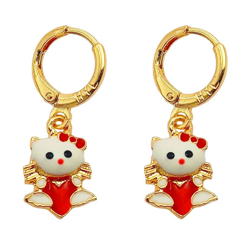 گوشواره دخترانه مدل کیتی طرح بچه گربه کد 784GUD گوشواره دخترانه مدل کیتی طرح بچه گربه کد 784GUD