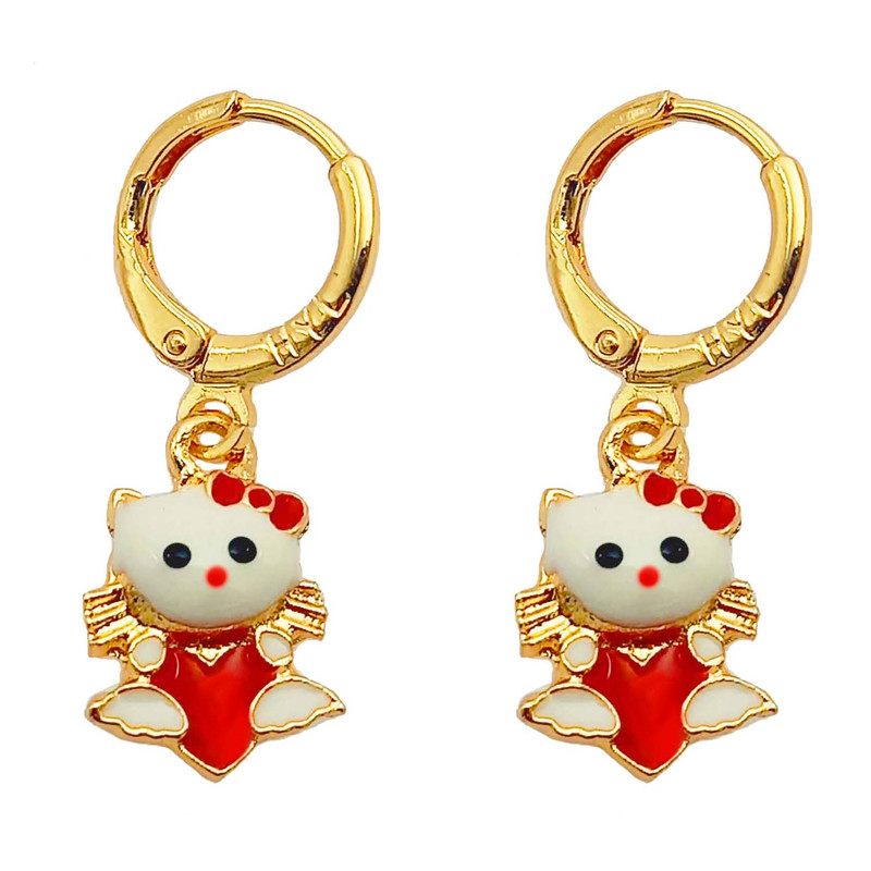 گوشواره دخترانه مدل کیتی طرح بچه گربه کد 784GUD گوشواره دخترانه مدل کیتی طرح بچه گربه کد 784GUD