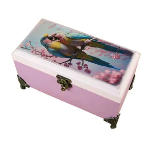 جعبه هدیه چوبی طرح پرندگان مدل JB1200