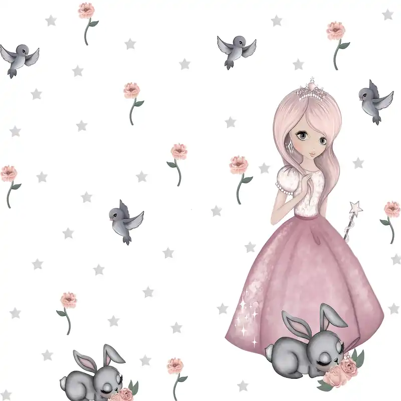 پرده مدل پانچی طرح دخترانه و خرگوش سایز 280x145 سانتی متر