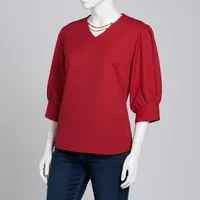 بلوز آستین سه ربع یقه هفت زنانه مدل Nzi1