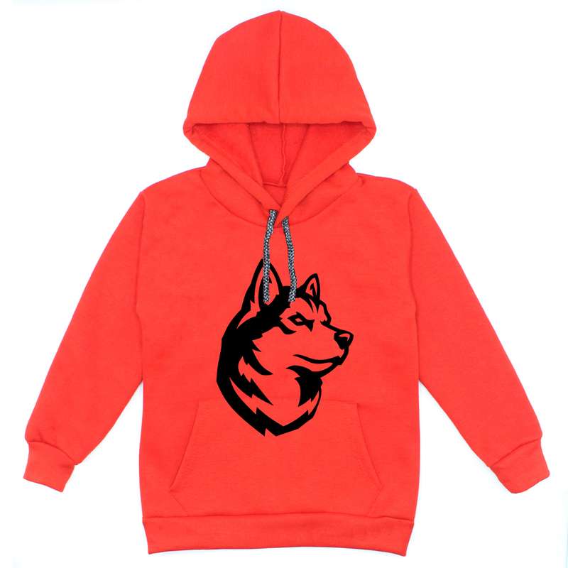 هودی پسرانه مدل گرگ A35 رنگ قرمز