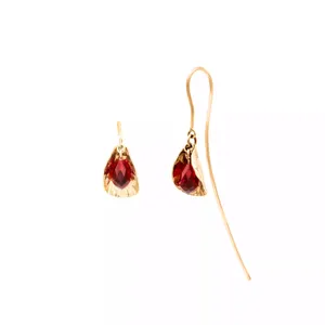گوشواره طلا 18 عیار زنانه گالری روبی مدل  اناربا سنگ سنتتیکی یاقوت