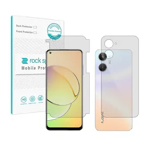 Rockspace HyGEL model transparent screen protector suitable for Realme 10 mobile phone along with the back of the phone