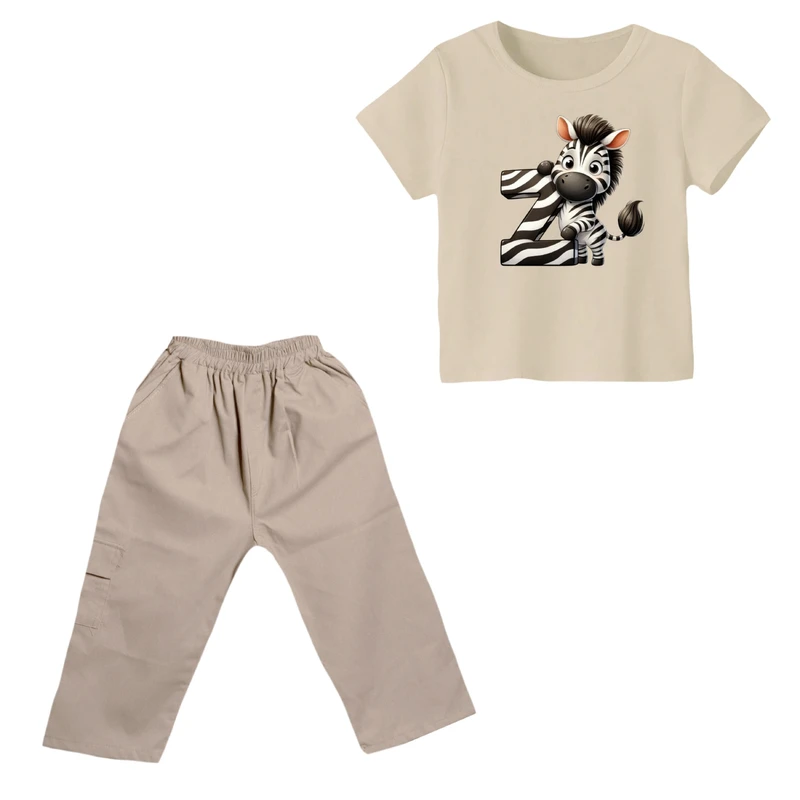 ست تی شرت و شلوارک پسرانه مدل گورخر کد ۹