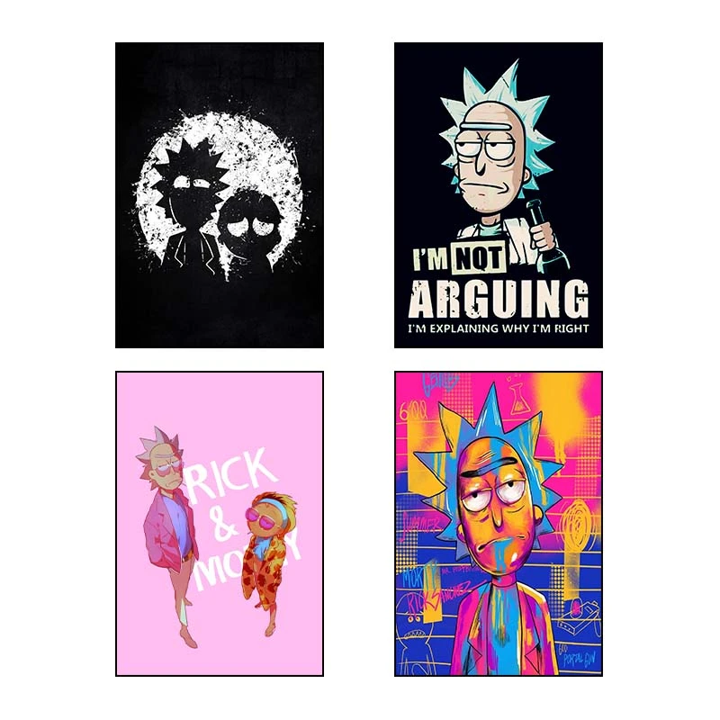 تابلو شاسي کارنيکا طرح ریک و مورتی Rick and Morty کد 94140 مجموعه 4 عددی