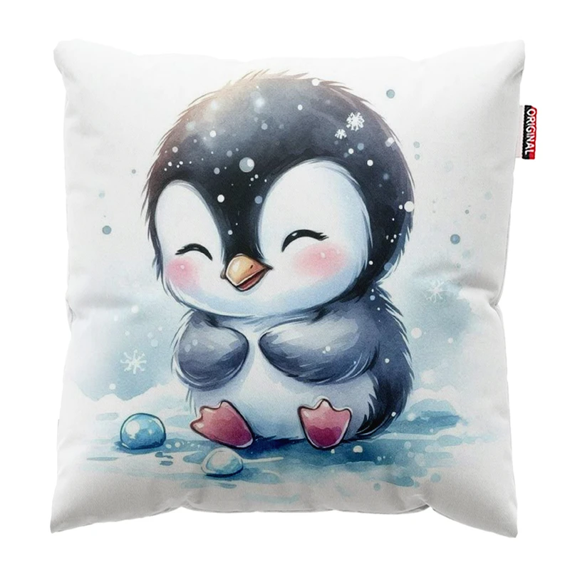 کوسن پاد آفرین مدل پنگوئن کیوت یخ زده کد 405 سایز 30*30 سانتی متر