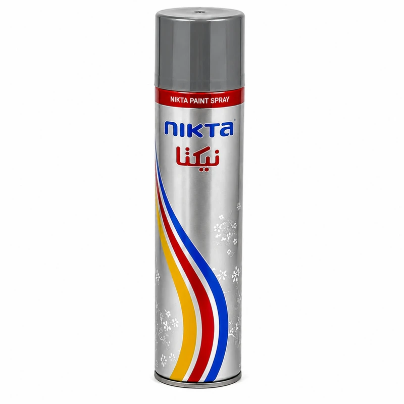 اسپری رنگ طوسی روشن براق نیکتا مدل Paint Spray حجم  300 میلی‌لیتر