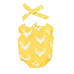 ست سرهمی و هدبند نوزادی دخترانه طرح گوزن مدل 05