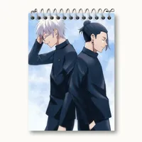 دفتر یادداشت 50 برگ خندالو مدل گتو و گوجو ساتورو انیمه جوجوتسو کایزن Jujutsu Kaisen کد 30172