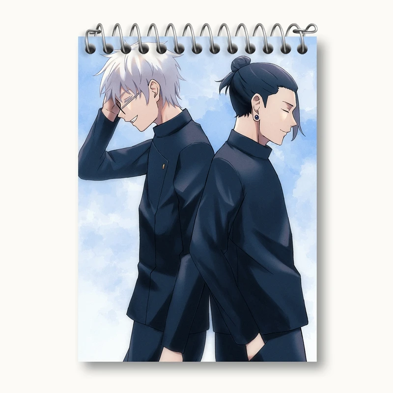 دفتر یادداشت 50 برگ خندالو مدل گتو و گوجو ساتورو انیمه جوجوتسو کایزن Jujutsu Kaisen کد 30172