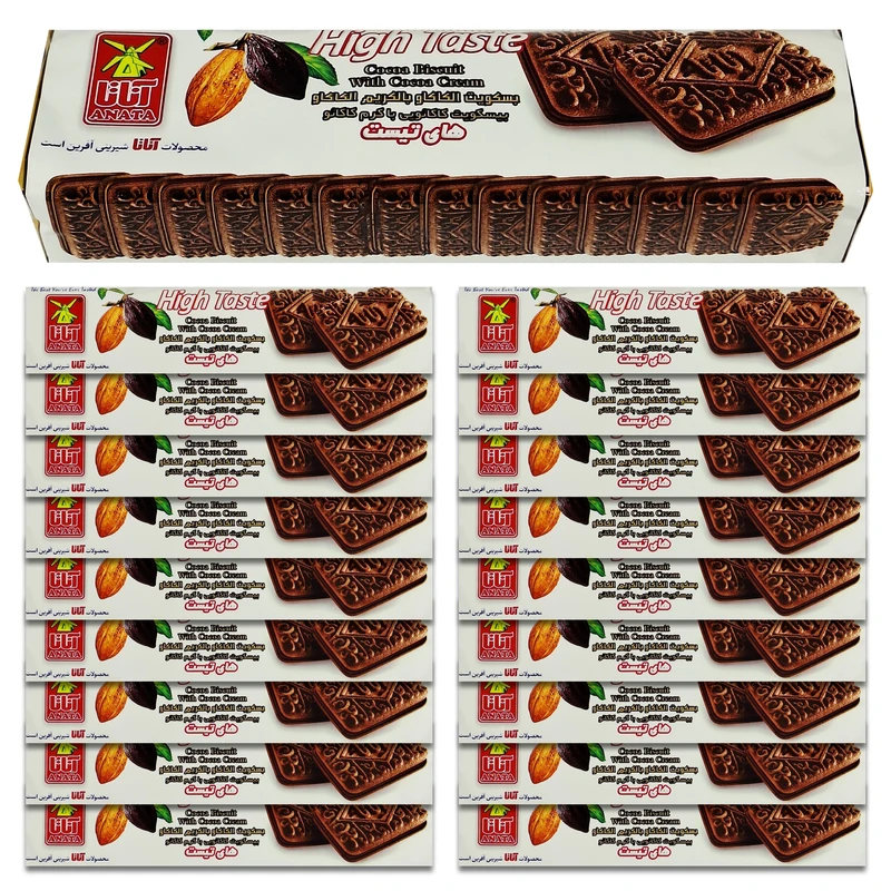 بیسکویت کرم‌دار کاکائویی های‌‌تیست آناتا - 115 گرم بسته 18 عددی