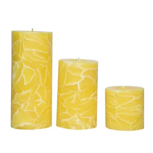 شمع مدل استوانه کوبیسم طرح آفتاب درخشان بسته 3 عددی