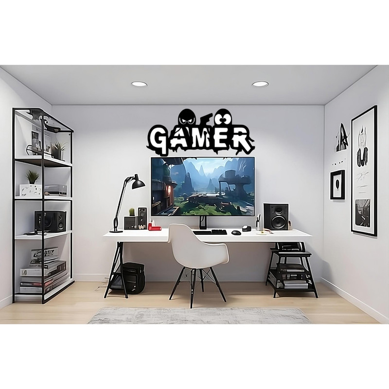 استیکر مدل چوبی دولایه Gamer طرح گیم