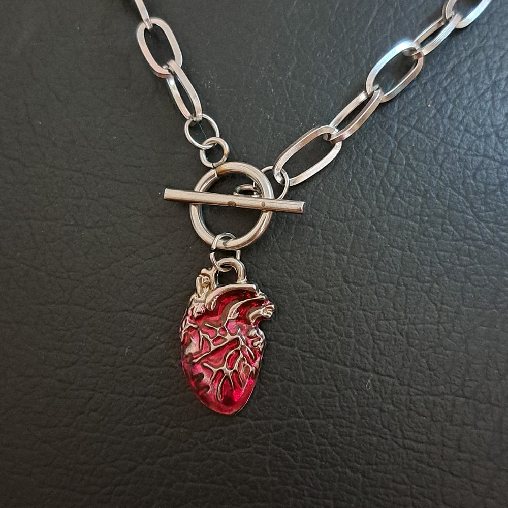 گردنبند دخترانه مدل قلب قفل تی