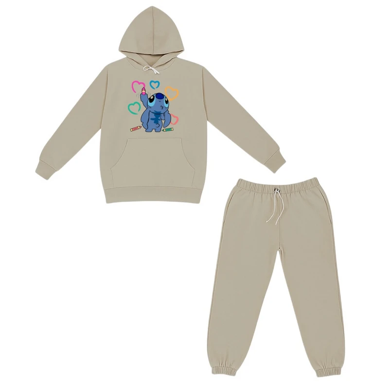 ست هودی و شلوار راحتی بچگانه مدل خرس و قلب رنگی 