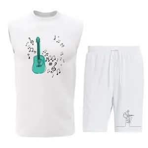 ست تاپ و شلوارک مردانه طرح گیتار مدل G078W