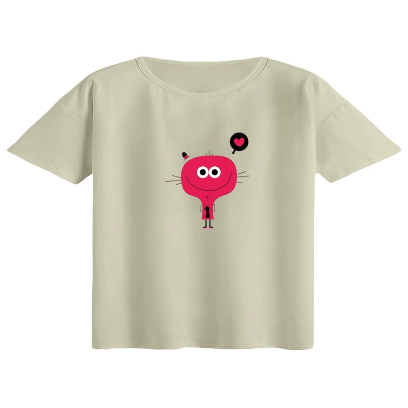 کراپ تی‌شرت آستین کوتاه زنانه کد 01 رنگ کرم