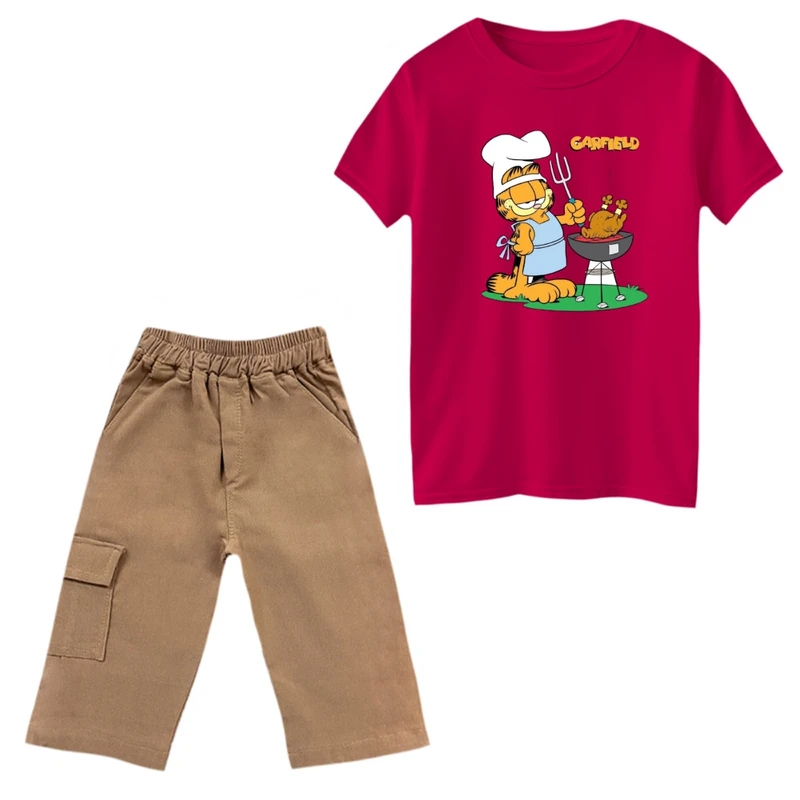 ست تی‌شرت و شلوارک پسرانه مدل گارفیلد کد 20