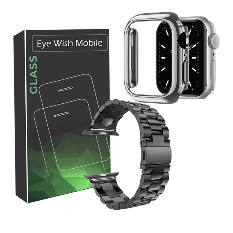 بند آی ویش مدل 3BID مناسب برای اپل واچ 42 میلی متر به همراه کاور بامپر ژله ای