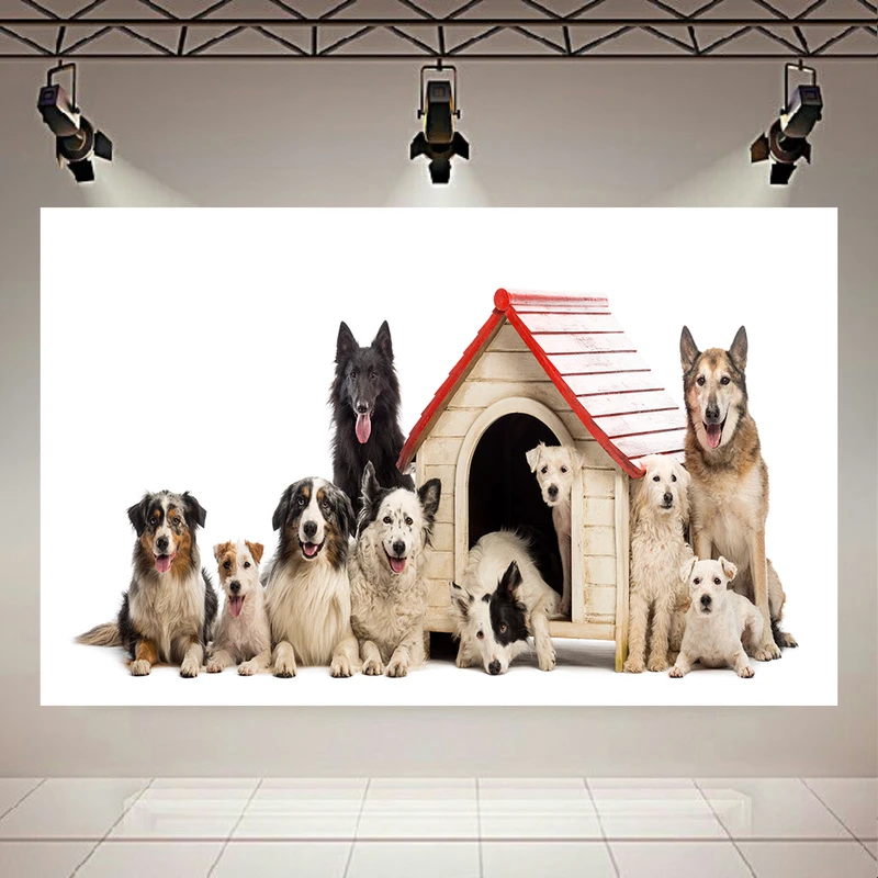 پوستر طرح مخمل خانه سگ مدل گروه سگ ها کد AR305471