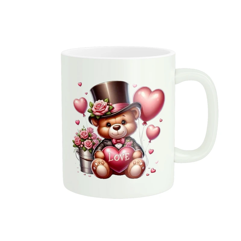 ماگ پادآفرین مدل عشق طرح LOVE خرس تدی کد PM1816