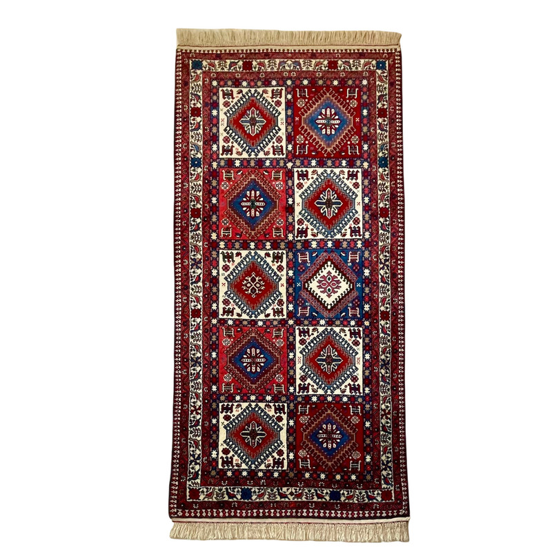 فرش دستباف دو متری مدل خشتی یلمه قشقایی کد 1003