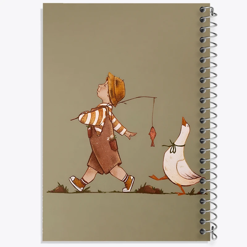 دفتر ژورنال نویسی 50 برگ خندالو مدل نقطه ای طرح پسر و اردک کد F8383