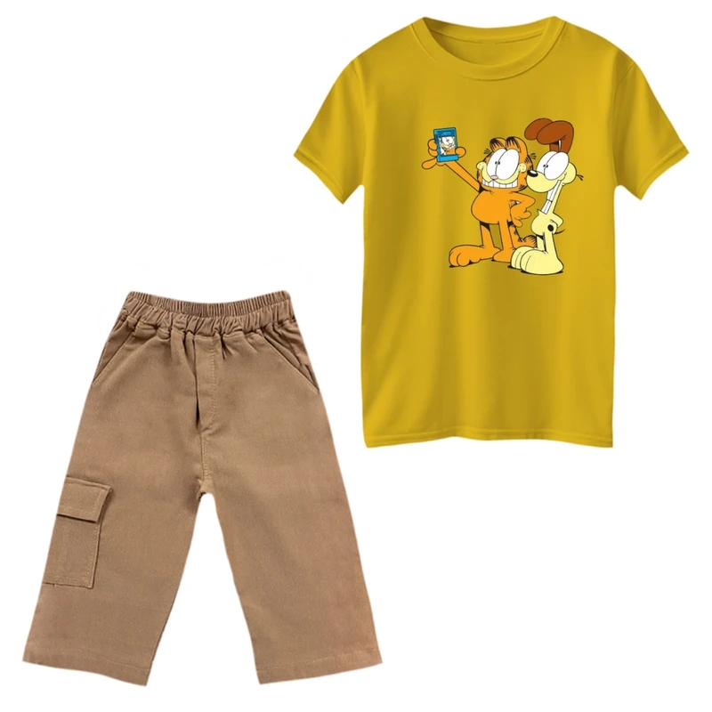 ست تی‌شرت و شلوارک پسرانه مدل گارفیلد کد 7