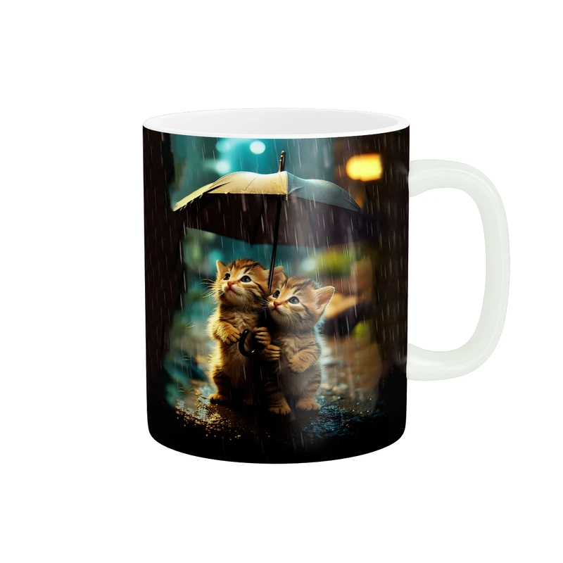 ماگ زیگورات مدل گربه های ناز زیر باران کد 3053